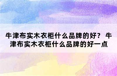 牛津布实木衣柜什么品牌的好？ 牛津布实木衣柜什么品牌的好一点